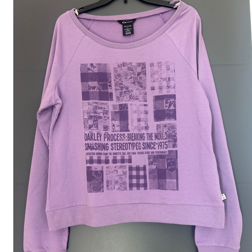 Oakley Process Breaking the Mould Purple Graphic Sweatshirt XL Womens NWT